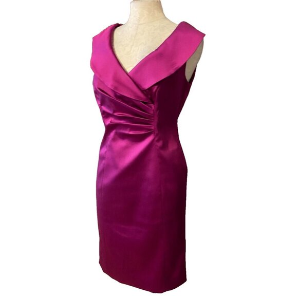 Kay Unger Dress Raspberry Pink 6 Silk Lined Portrait Collar Wedding Party Cruise - Picture 3 of 7